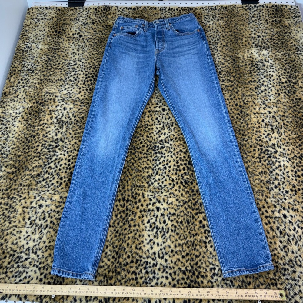 Levis Premium 501 Skinny Jeans Womens 27x32 Blue Denim High Rise Button Fly 501S - Picture 5 of 11